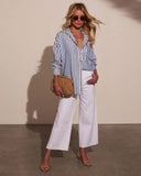 Declan Striped Button Down Top