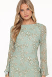 Yolanda Long Sleeve Maxi Dress Sage Green Floral