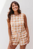 Michelle Short Set Yellow Floral Gingham