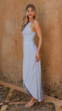 Genevieve Boat Neck Maxi Dress Blue