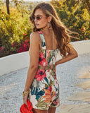 Sunset Shore Printed Belted Romper