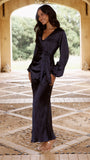 Ivy Long Sleeve Tie Front Maxi Dress Navy