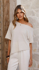 Blair Off Shoulder Tee Oatmeal