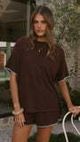 Zaide Knit T Shirt and Shorts Set Chocolate Blue