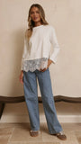 Alina Lace Trim Top White