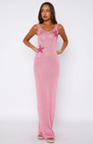 Marine Mist Sequin Knit Maxi Dress Pink