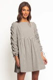 Micaela Long Sleeve Mini Dress Black Gingham