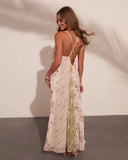 Daytime Glow Floral Color Block Maxi Dress