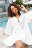 Daisy Long Sleeve Mini Dress White