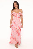 Alexia Off Shoulder Maxi Dress Pink Floral