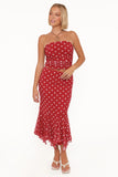 Tullia Mesh Midi Skirt Red Polka Dot