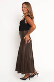 Haelee Faux Leather Skirt Brown
