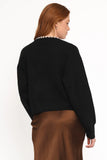 Bloom Pearl Knit Cardigan Black