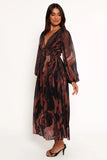Blayze Long Sleeve Maxi Dress Brown Print