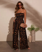 Markey Abstract Strapless Jumpsuit