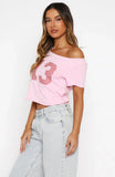 Whenever Youre Ready Off Shoulder Relaxed Tee Pink