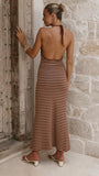 Vivien Maxi Dress Brown Beige Stripe