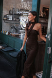 Charly One Shoulder Maxi Dress Brown