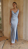 Iris Asymmetrical Maxi Dress Blue