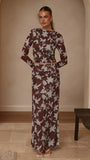 Ellita Maxi Skirt Chocolate Blue Print