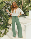 Palm Ritual Embroidered Linen Button Down Top