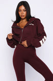Gone Away Boxy Zip Front Hoodie Merlot
