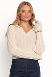 Romy Collar Knit Sweater Ecru