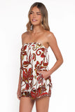 Sallie Strapless Romper Brown Floral