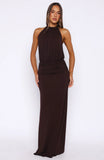 Shes Got That Look Halter Neck Maxi Dress Dark Chocolate