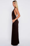 Night Time Madness Halter Maxi Dress Chocolate