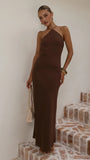 Chiara Linen Maxi Dress Chocolate