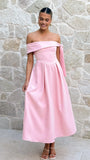 Bentley Off Shoulder Midi Dress Pink