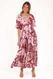 Shanae Maxi Dress Pink Brown Paisley
