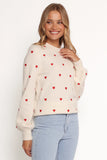 Xadie All Over Mini Heart Sweater Cream Red