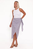 Jacey Wrap Midi Skirt Midnight Stripe