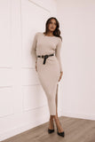 Ainsley Long Sleeve Midi Dress Nude