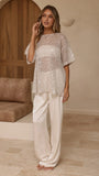 Varni Oversized Sequins Tee Beige