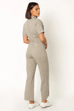 Demi Contrast Stitch Jumpsuit Olive