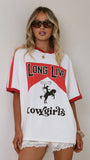 Long Live Cowgirls Oversized Tee White Red