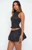 Runaway Heart Top Black White Polka Dot