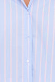 Zella Puff Sleeve Button Up Shirt Blue White Stripe