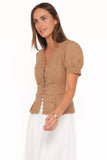 Lorraine Eyelet Top Brown