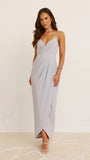 Charlotte Draped Maxi Dress Silver