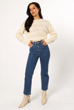 Watton Stripe Knit Sweater Cream