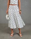 Spotted Dream Polka Dot Linen Blend Midi Skirt
