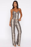 Heat Check PU Pants Tan Snake