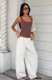 Out There Somewhere Pants White Beige Pinstripe