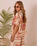 Hibiscus Haze Abstract Printed Button Up Top