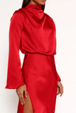 Kristyn Long Sleeve Midi Dress Red