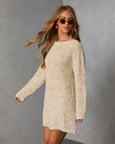 Honeycot Ribbed Knit Mini Sweater Dress